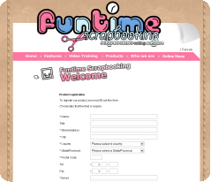 Funtime Scrapbooking enregistrer un produit en ligne