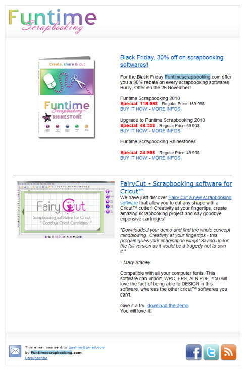 Funtimescrapbooking newsletter sample